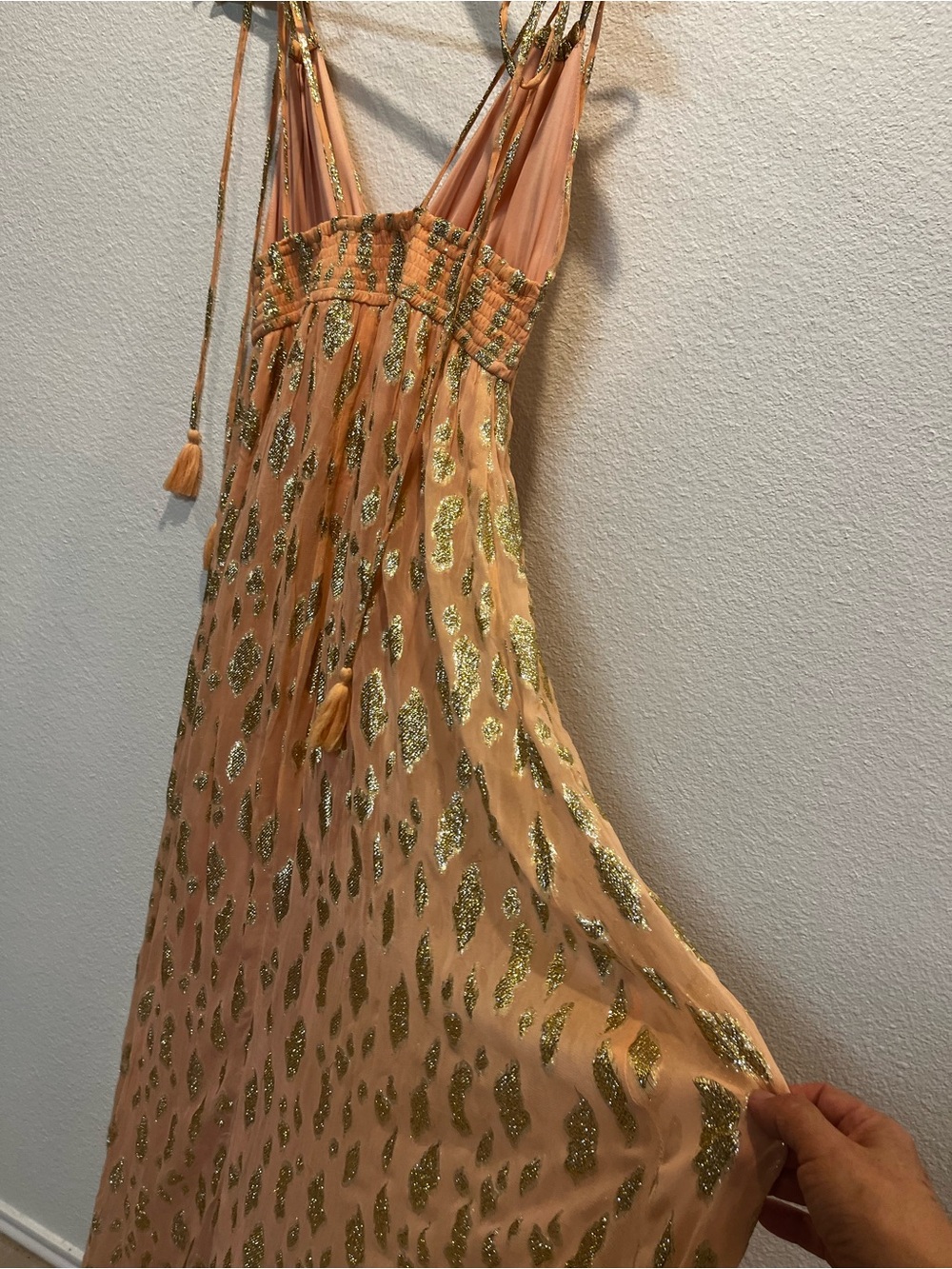 Altar'd State Pink Jumpsuit with Gold Foil Accents - Picture 3 of 8